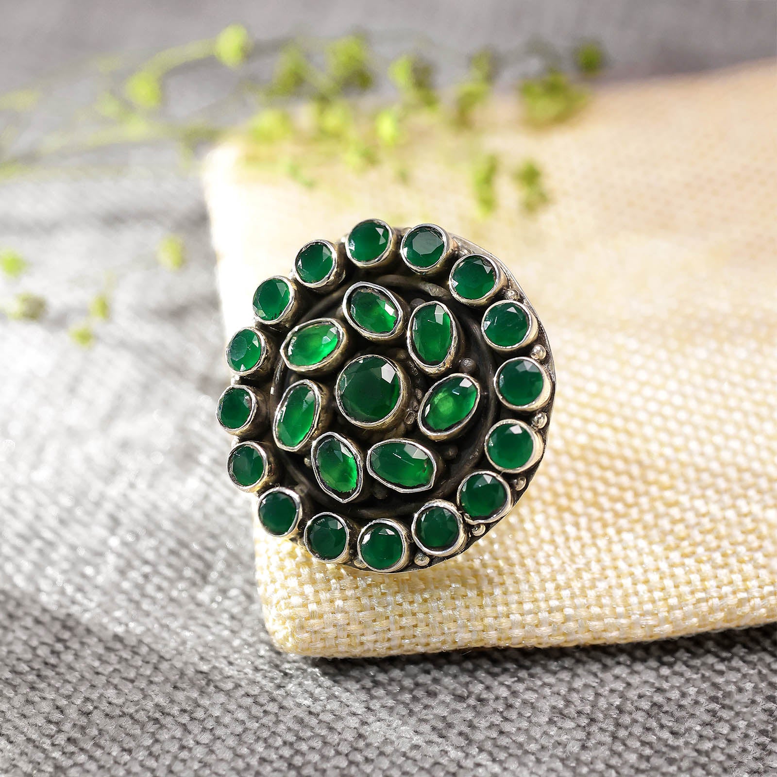 Pure Silver Ring -  Eternal Glow of Silver Emerald Ring - Tweov Jewels