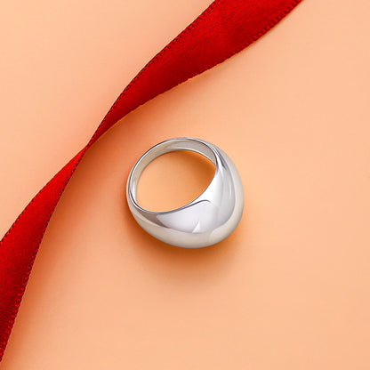 Pure Silver Ring - Glossy Band With Lustre Loop - Tweov Jewels