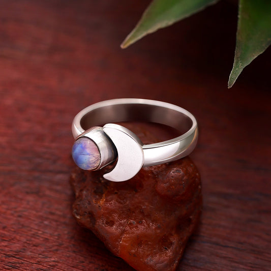 Crescent Moonstone Silver Ring - Tweov Jewels