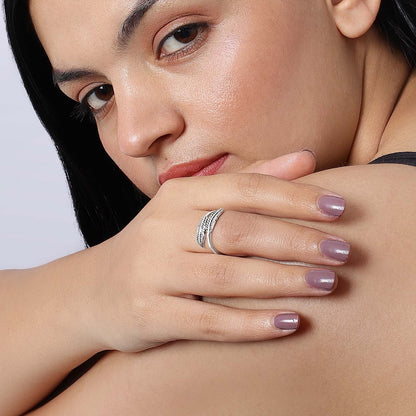 Pure Silver Ring - Woodland Whispers With Double Leaf - Tweov Jewels